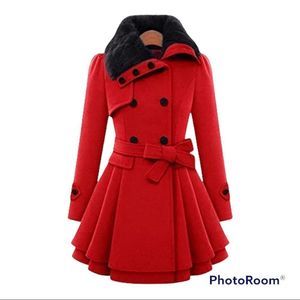 Boutique Red Double Breasted Coat